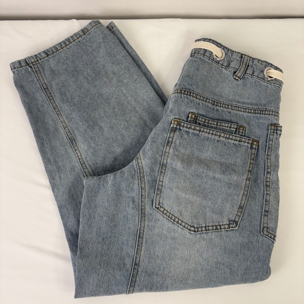 Cali 1850 Barrel Cropped Mid Rise Button Fly Denim‎ Jeans Women's Size 3 (26x25)